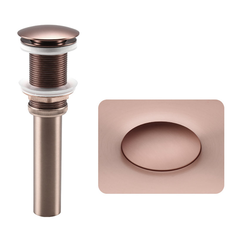 Lavabo de salle de bain piédestal circulaire en acier inoxydable de 2,75 po de hauteur, Or rose