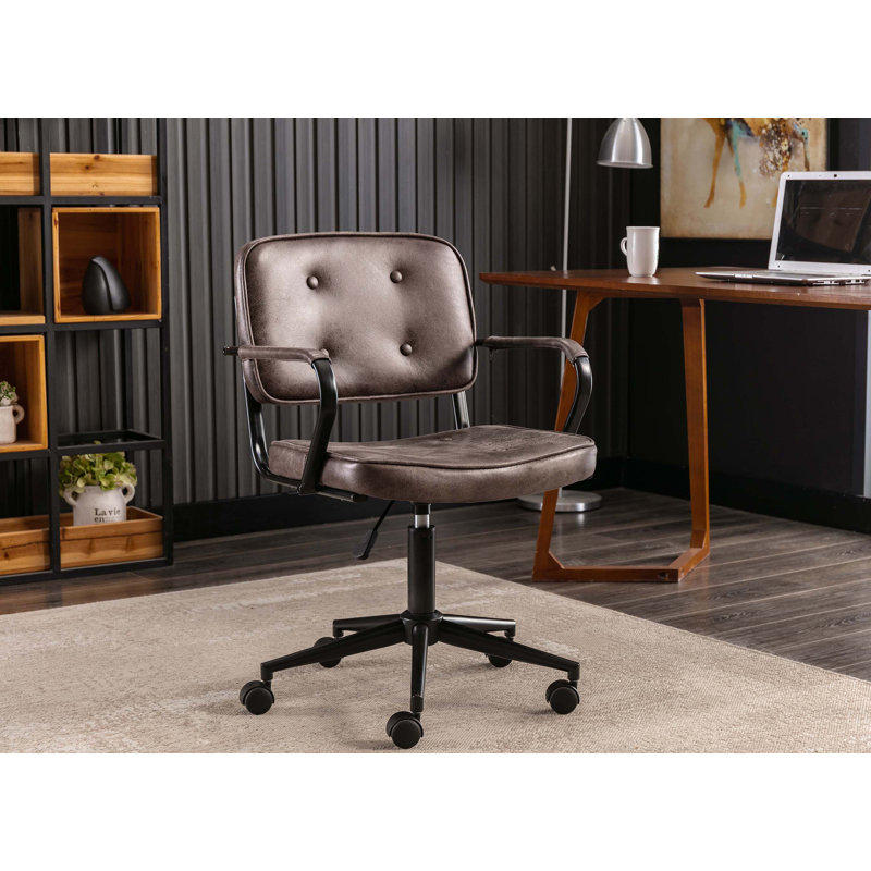 Caroli Suede Office Chair, Dark Grey