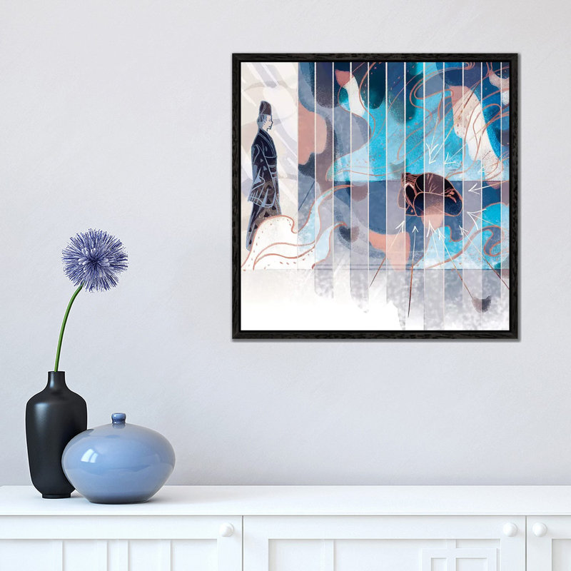 Two Spaces by Sija Hong - Painting on Canvas, Black Framed, 45.72 cm H x 45.72 cm W