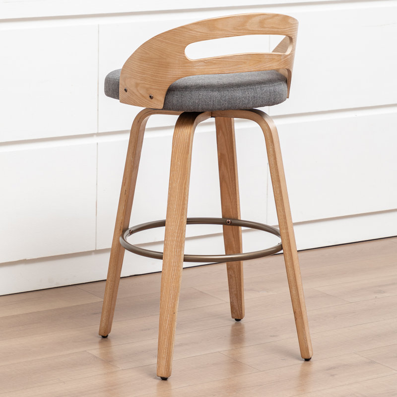 Tabourets de bar et de comptoir pivotants en lin rembourrés, Gris, Tabouret de bar (siège d'une hauteur de 30,31 po)