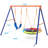 Jovego 690lbs 2 Seat Swing Set for Backyard, 1 Saucer Swing and 1 Belt Swing with Heavy Duty Outdoor A-Frame Metal Swing Stand for Playground, Playset