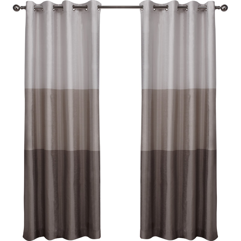 Panneaux de rideaux diaphanes rayés avec œillets Ghevont, Taupe, l 54 po x L 63 po