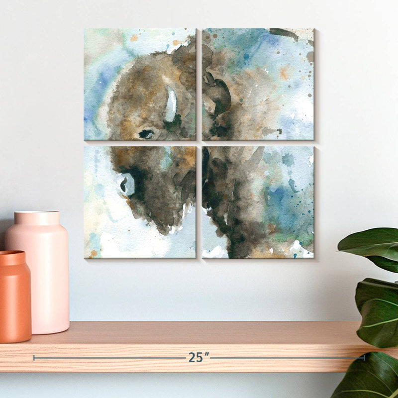 Brampt Buffalo On Blue, 18" H x 18" W
