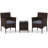 3 Pcs Outdoor Conversation Set With Cushioned Seat & Tempered Glass Tabletop-913904719