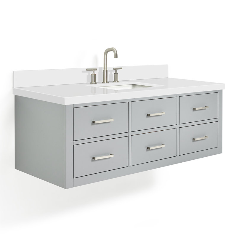 Ensemble de meuble-lavabo simple 55 po Macolm Lasorella, Gris, Nickel brossé