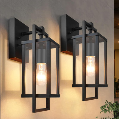 Lot de 2 appliques murales extérieures étanches noires de 13 pouces