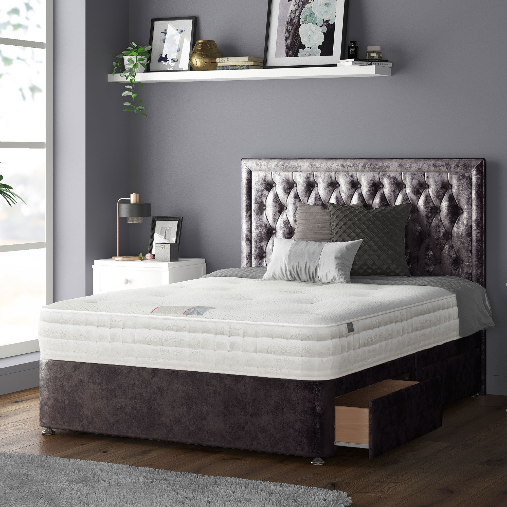 Silver deals headboard double