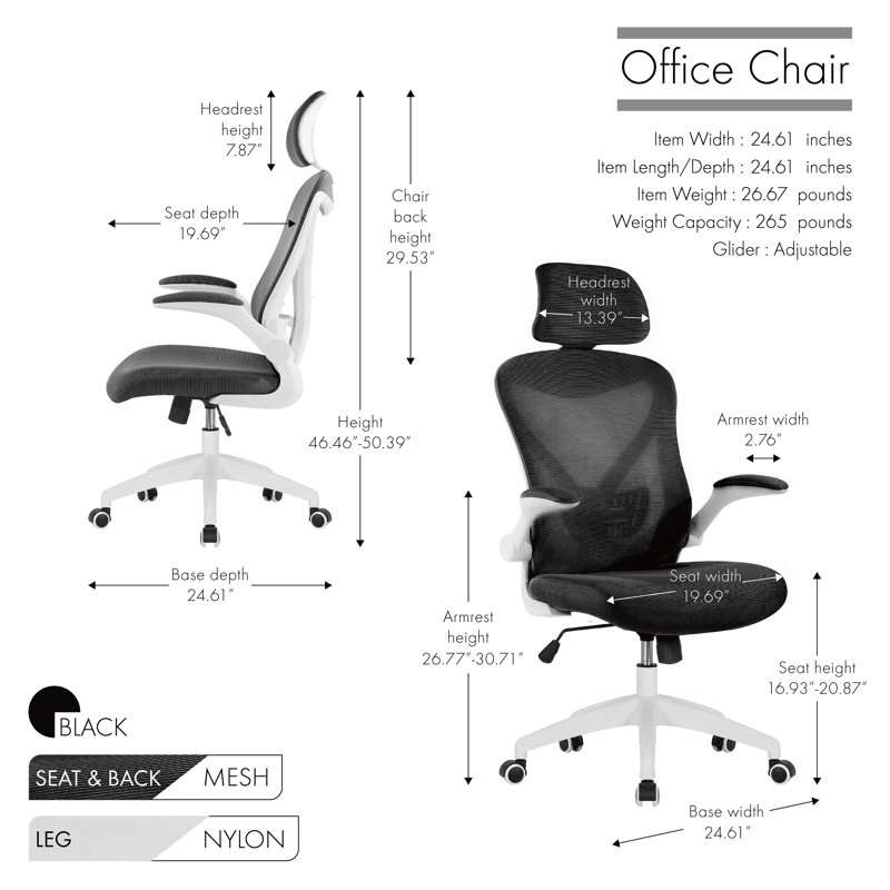 Aalaysia Mesh Office Chair with Headrest, Black