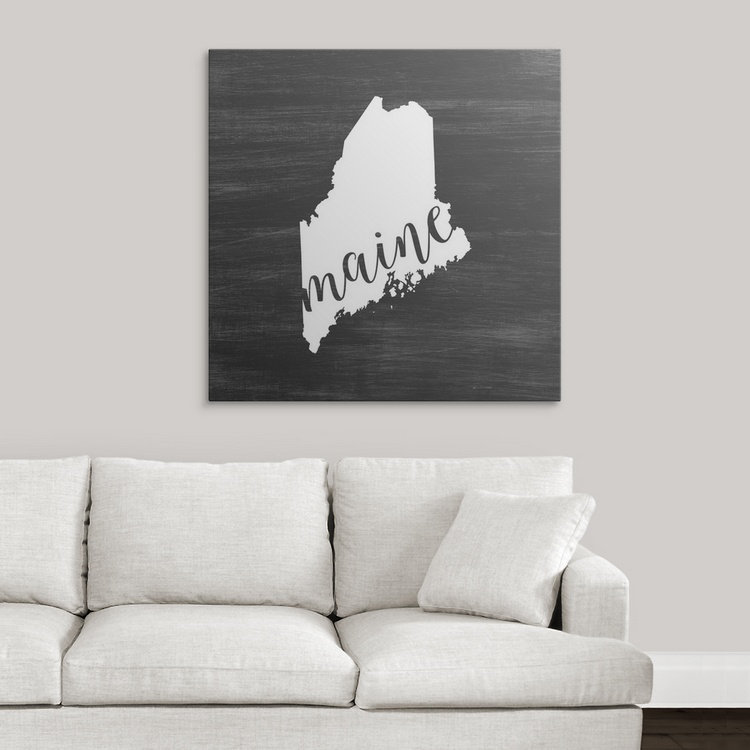 « home state typographie maine », impression sur cercle intérieur, H 30 po x l 30 po x P 1,5 po, Toile