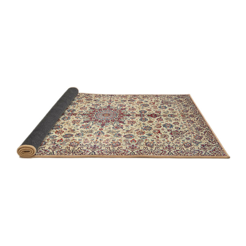 Tapis beige/gris/rouge traditionnel, Rond 5 pi