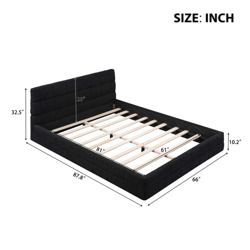 Grand lit plateforme tapissier, Noir