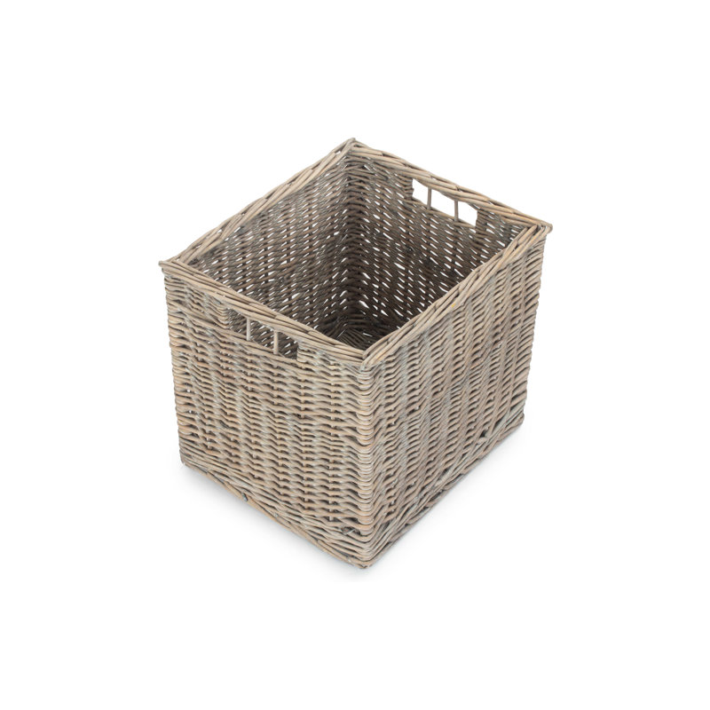 Wicker Storage Basket Tidy, Grey Wash, 31cm H x 36cm W x 31cm D