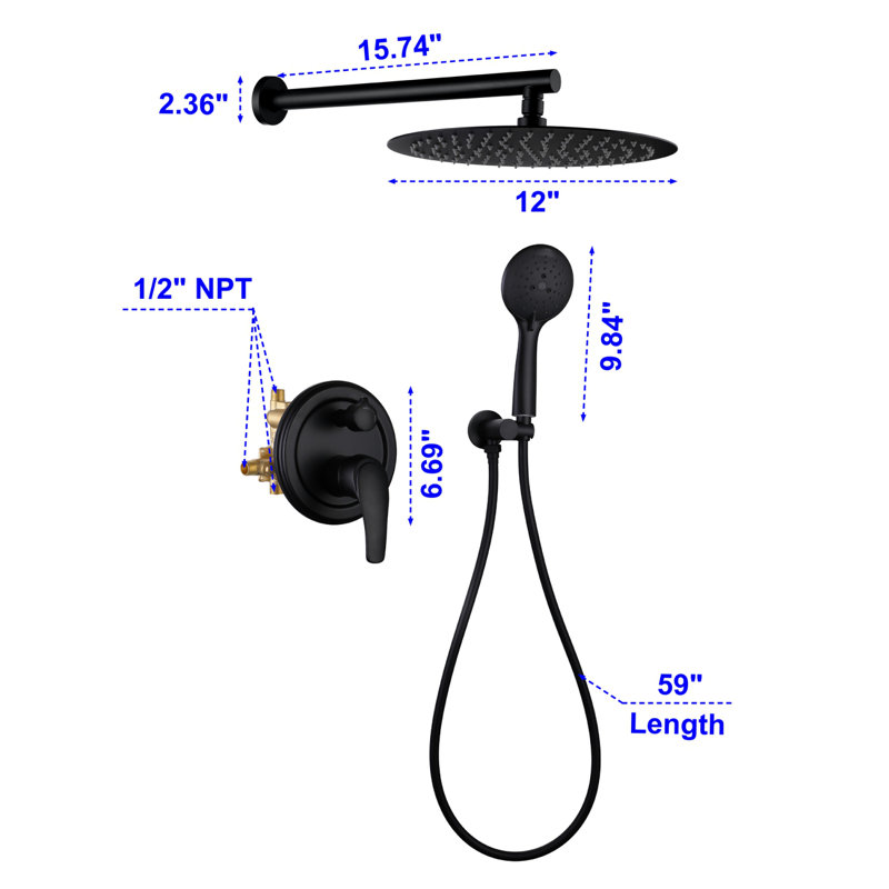 All-In-One Kit with Rough in-Valve, Black