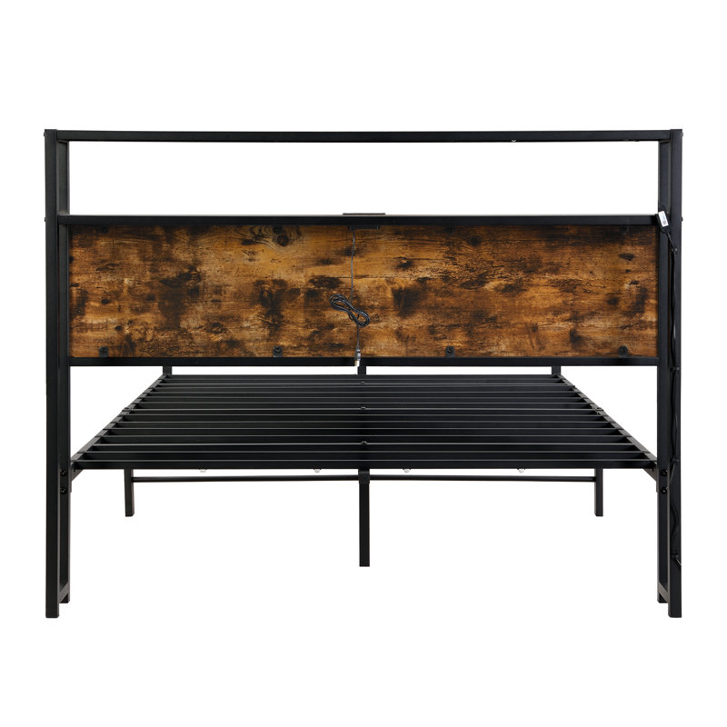Storage Bed With LED Light Strip Controlled By  App And Bluetooth, And 2 Drawers, 2 USB Port+1 Type Multifunctional bed