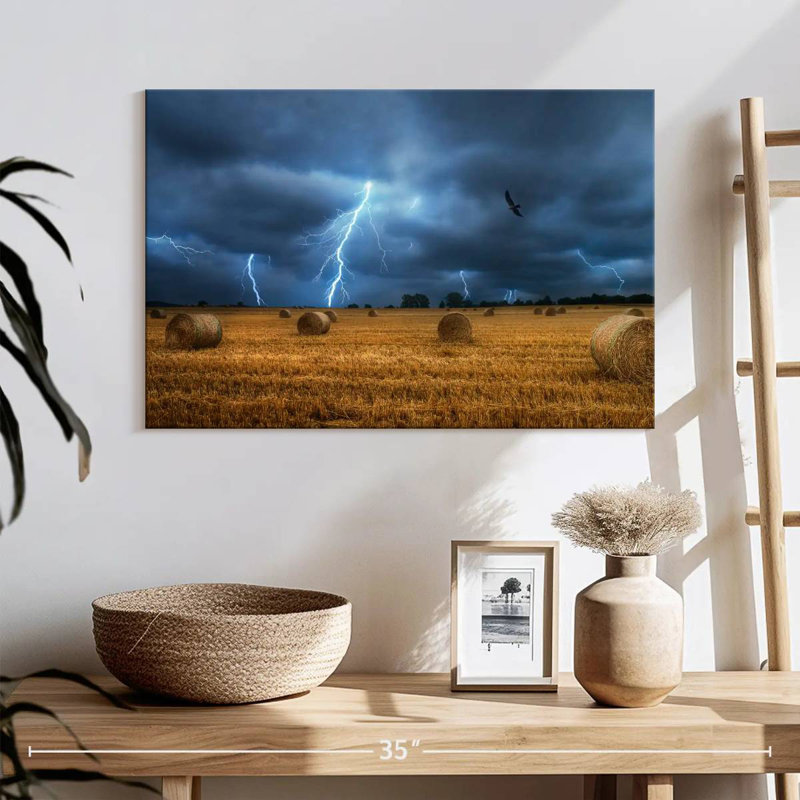 Lightning Over Field, 16" H x 24" W