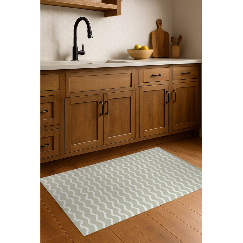 Tapis de cuisine léger antidérapant Wiggle Row, Rectangle 4pi x 6 pi, Vert clair