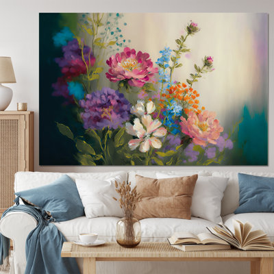 «Painted Blossoming Wildflowers III», art mural floral