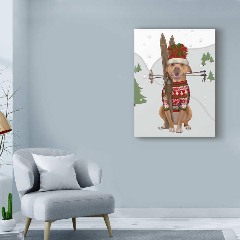 « pitbull ski », reproduction d’impression sur toile tendue, H 19 po x l 14 po x P 2 po