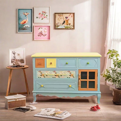 6 Drawer Storage Cabinet with Pine Wood Frame