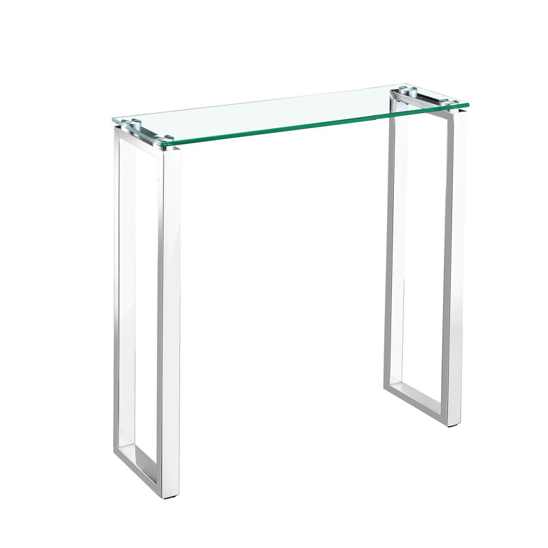 Console en verre Berlind, Chrome chrome, H 30 po x l 36 po x P 8 po