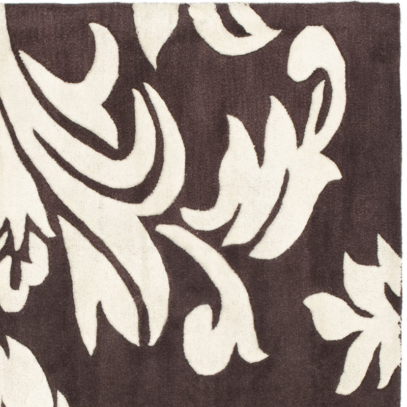 Tapis floral en laine et viscose touffeté à la main Avayah Soho, Rectangle de 5 pi x 8 pi
