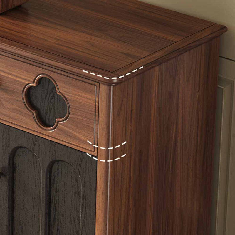 Armoire à chaussures exquise de style français, H 39,49 po x l 39,33 po x P 15,67 po, Noir / brun