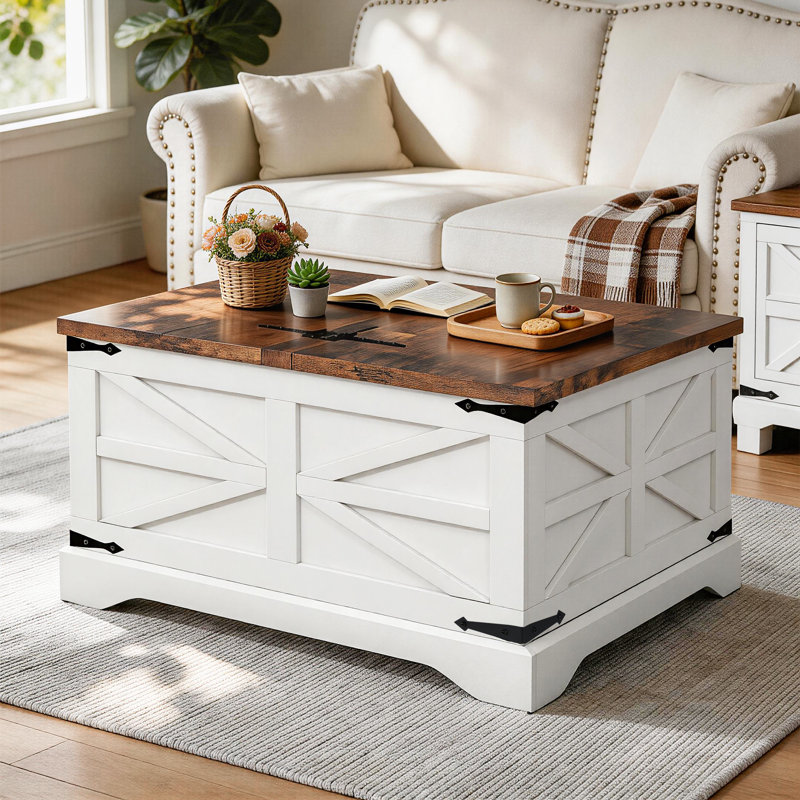 Table basse à plateau relevable carré de 31,1 po Fellsburg, Blanc