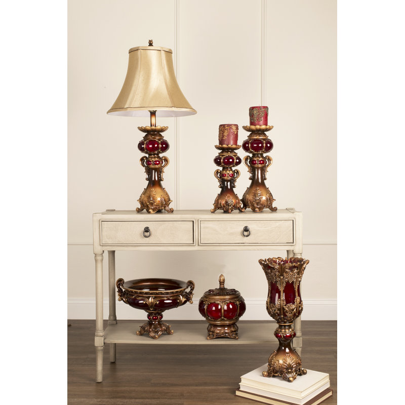 Lampe de table 31 "Dickerson, Bronze antique et rubis