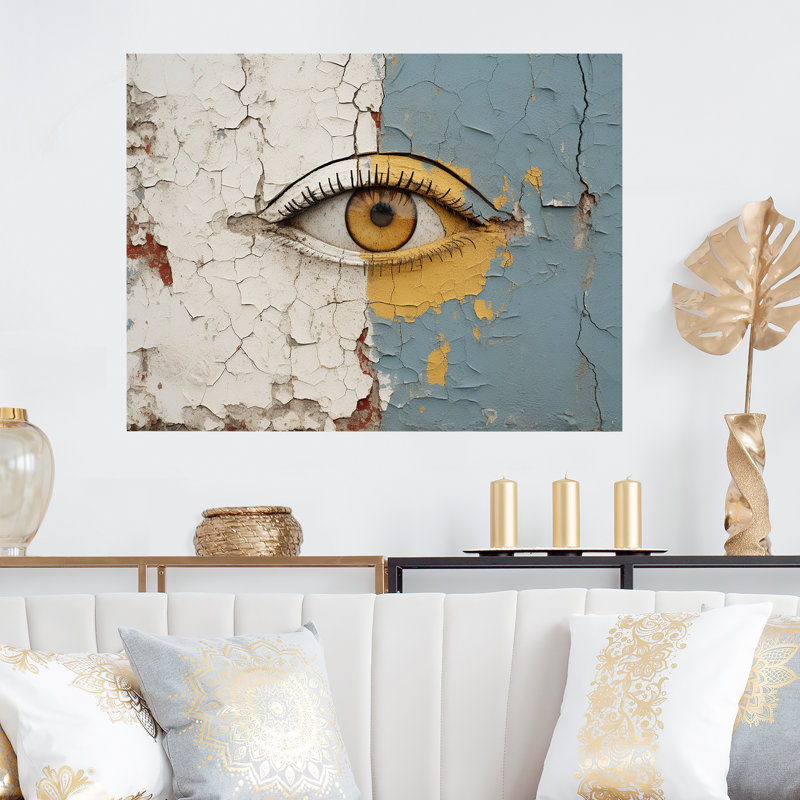 «Yellow and Grey Eye Expression», art mural œil en métal MT137355, H 30 po x l 40 po x P 1,5 po