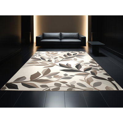 Tapis géométrique beige lavable à la machine Ottwell