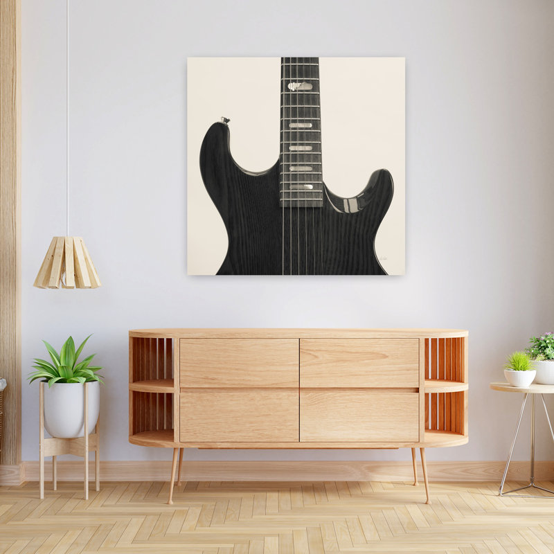 Guitare IV, art contemporain abstrait, H 36 po x l 36 po