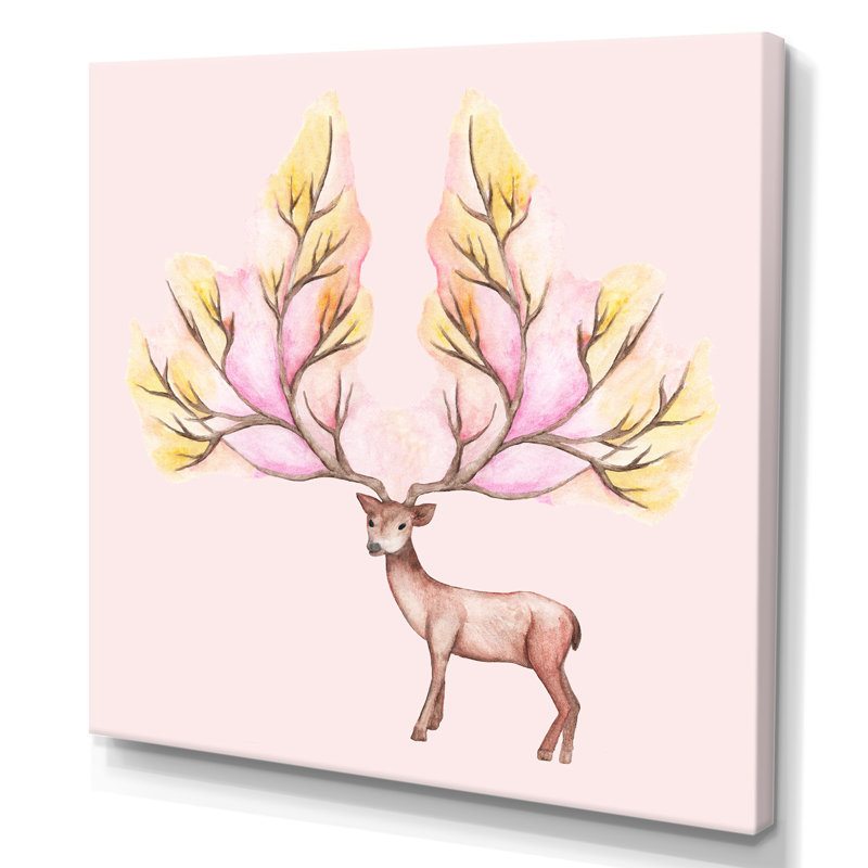 Deer Winter - on, H 16 po x l 16 po x P 1 po, Toile tendue