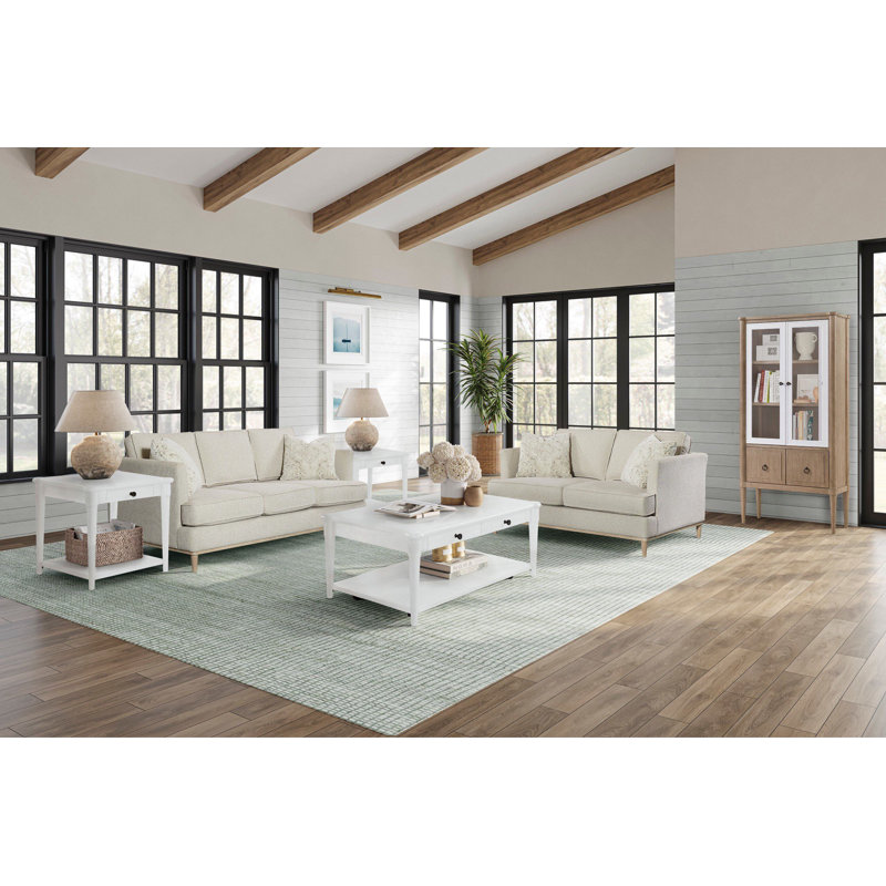 Haley Upholstered Loveseat with Pillows, Sand