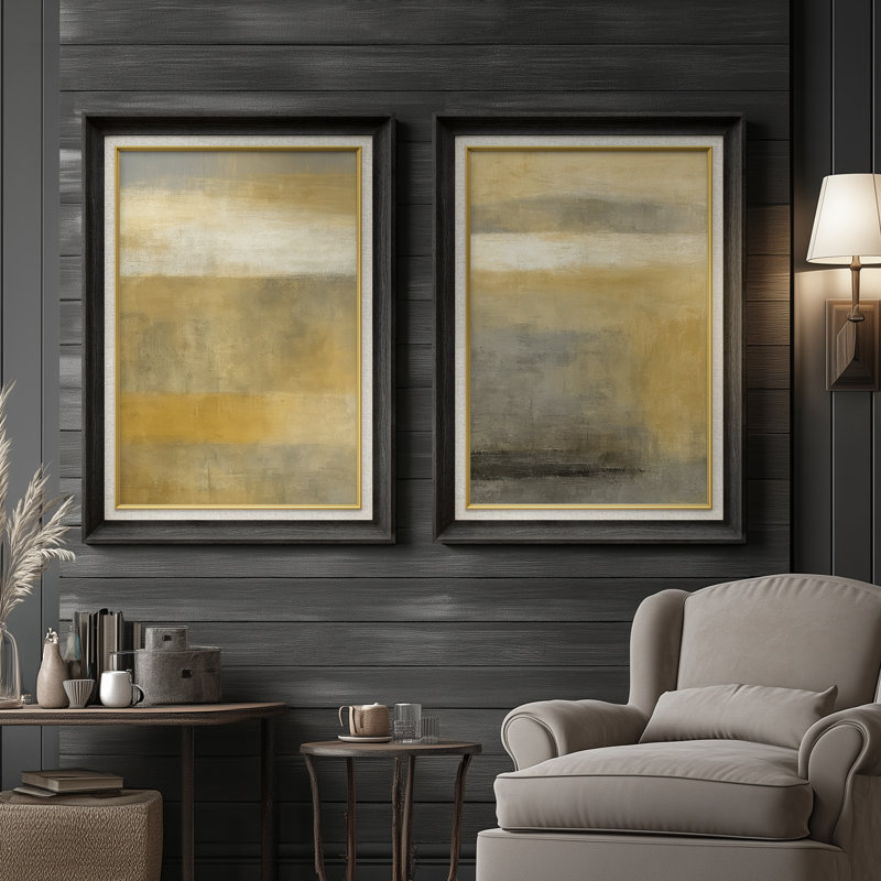 «Neutral Toned Abstract Wall Prints for Living Room - Ensemble de 2, art mural encadré sur toile 26 po x 36 po, Noir
