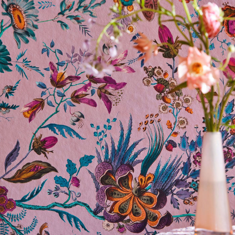 Wonderland Floral Wallpaper, Amethyst/Lapis/Ruby