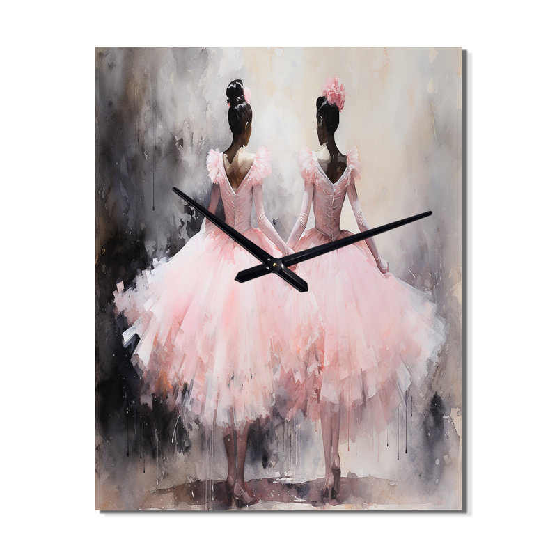 Rose Ballet Dance I - Horloge murale moderne de divertissement, Médium