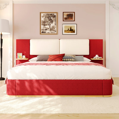 Stylish Bedroom Bed, Upholstered Platform Bed with Anti-Collision Soft Rounded Corners, No Box Spring Needed