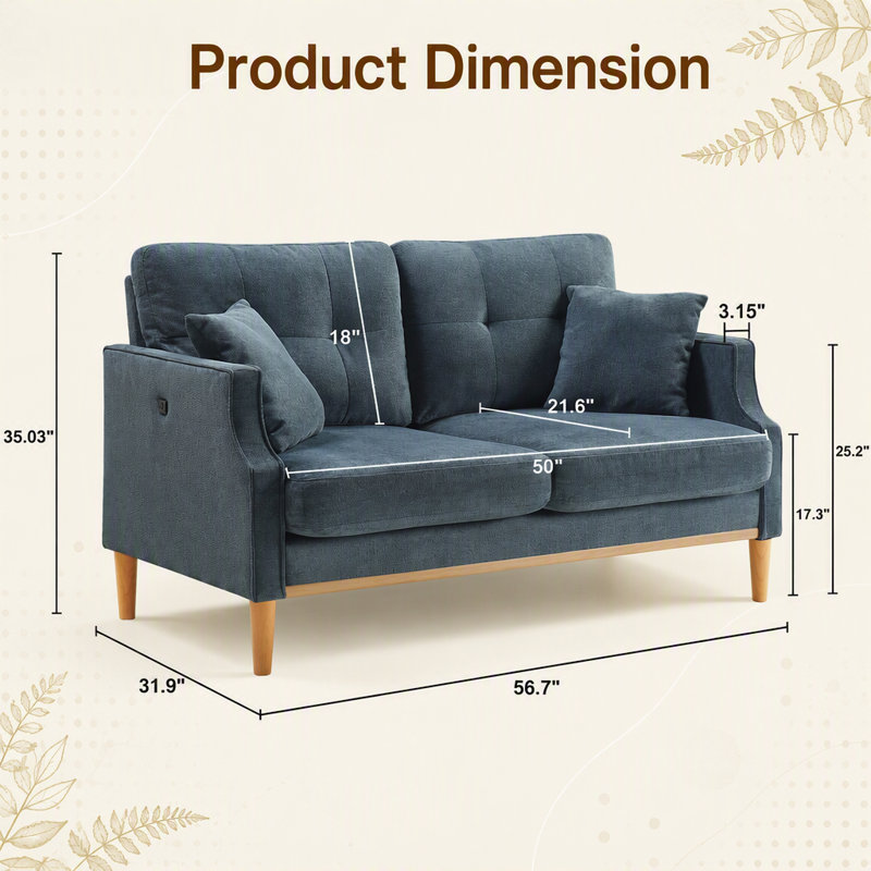 Loveseat Sofa With USB Charge