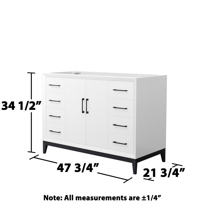 47.75'' W Single Bathroom Vanity Base, White/Matte Black