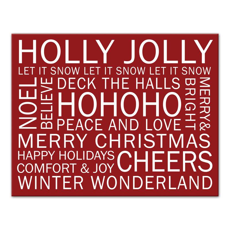 «Christmas Sayings», impression sur toile tendue, H 11 po x l 14 po x P 1,25 po, Rouge