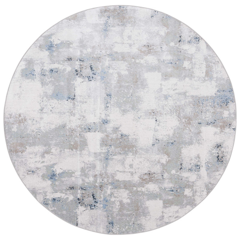 Tapis abstrait lavable à la machine Bayside Performance, Rond 6 pi 7 po