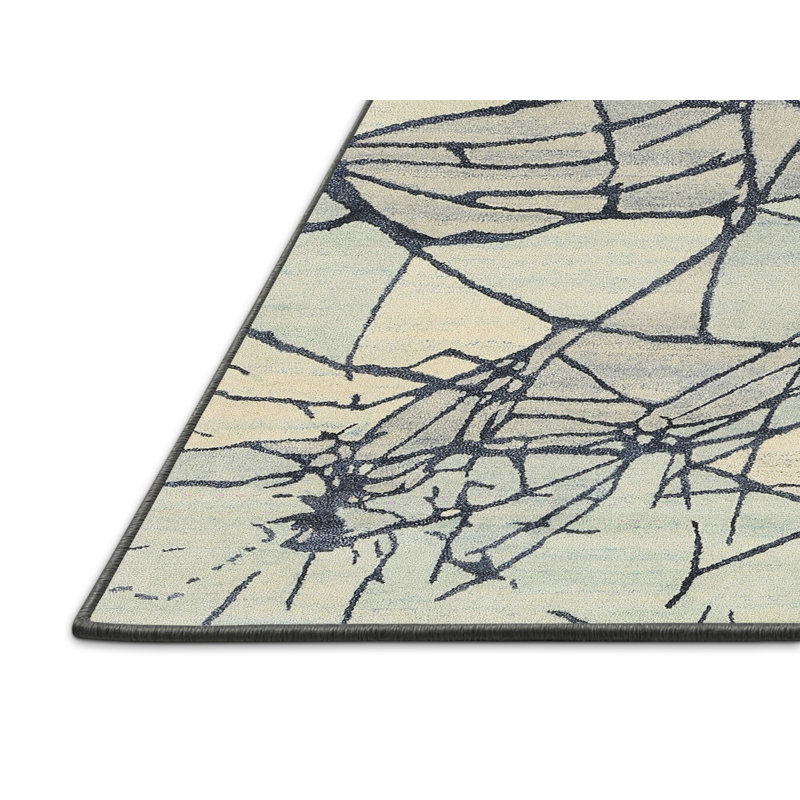 Tapis contemporain gris / vert, Rectangle 8 pi 0 po x 10 pi 0 po