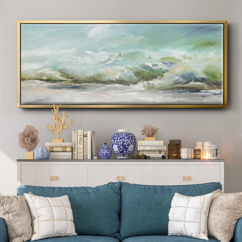 The Wave V1- Framed Canvas, 24" H x 60" W