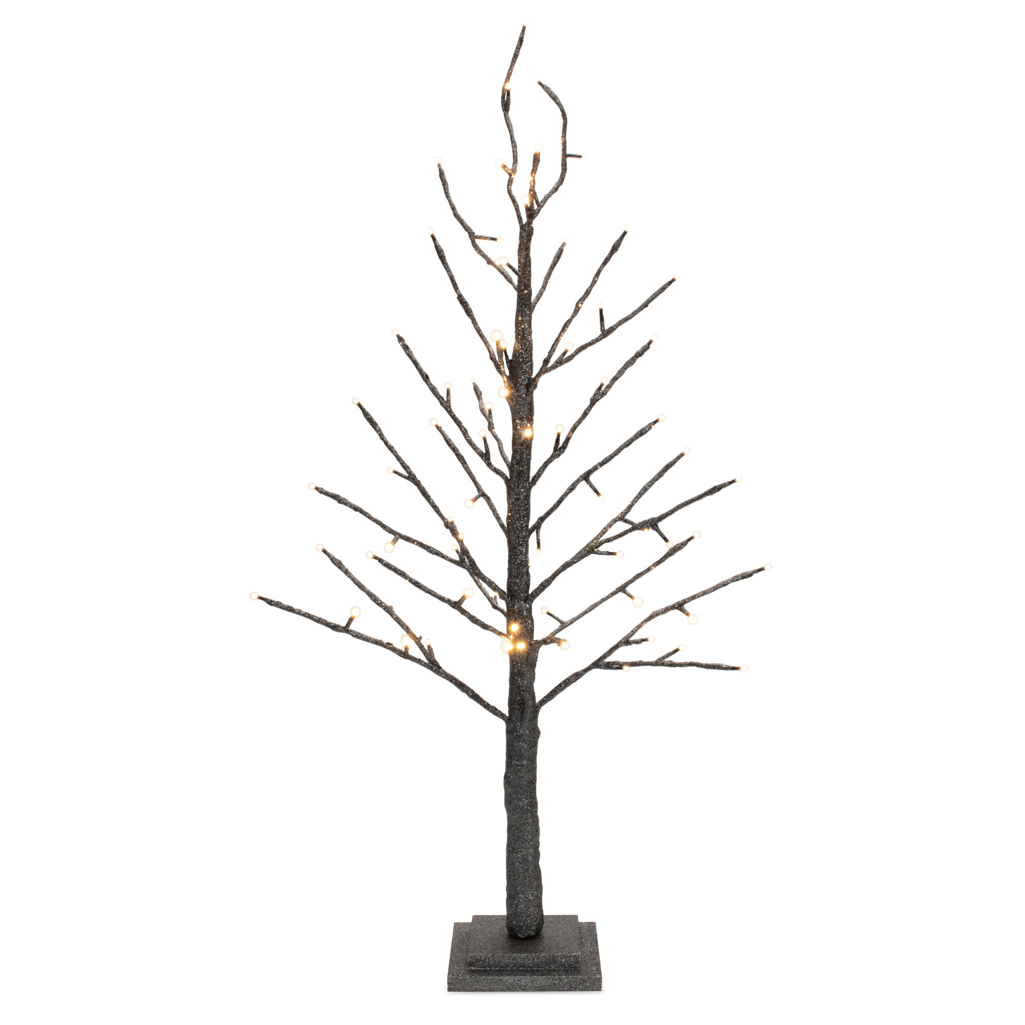 LED Glittered Twig Tree, Brown, 36" H x 17" W x 17" D
