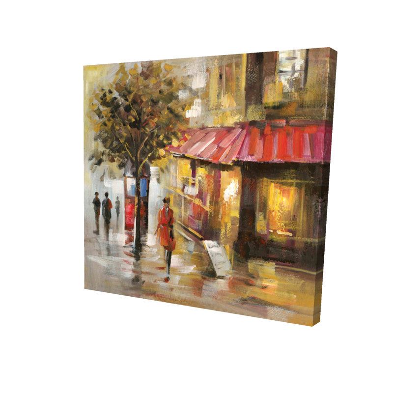 Art abstrait sur toile avec des passants