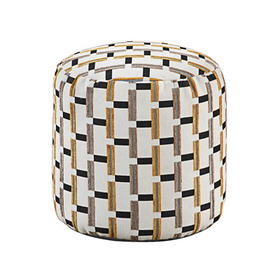 Cylindrical Pouf Multi-Color Jacquard Fabric Upholstery Modern Ottoman