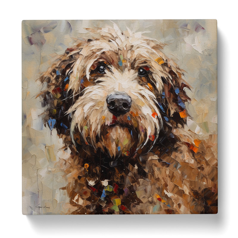 Labradoodle Palette Knife Painting No.2 - Wrapped Canvas, 35cm H x 35cm W x 3cm D