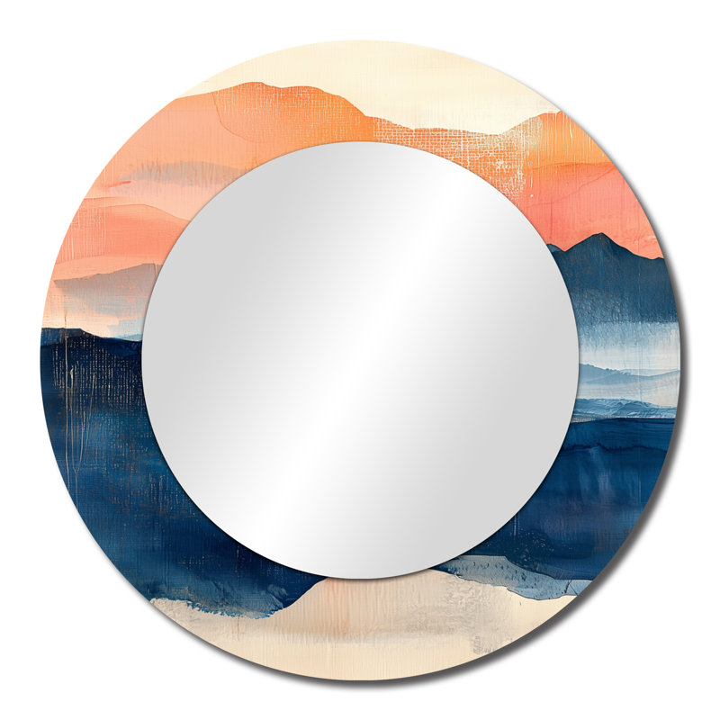 «Pink Blue Bold Landscape Bold Mountains I», art mural miroir montagnes du paysage, 23 po x 23 po