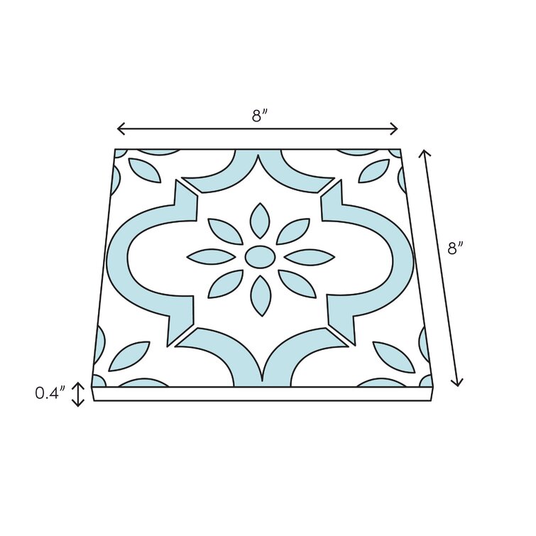 Vinyl Floor Mat - Yellow + Teal Flower Tile Pattern – BSEID