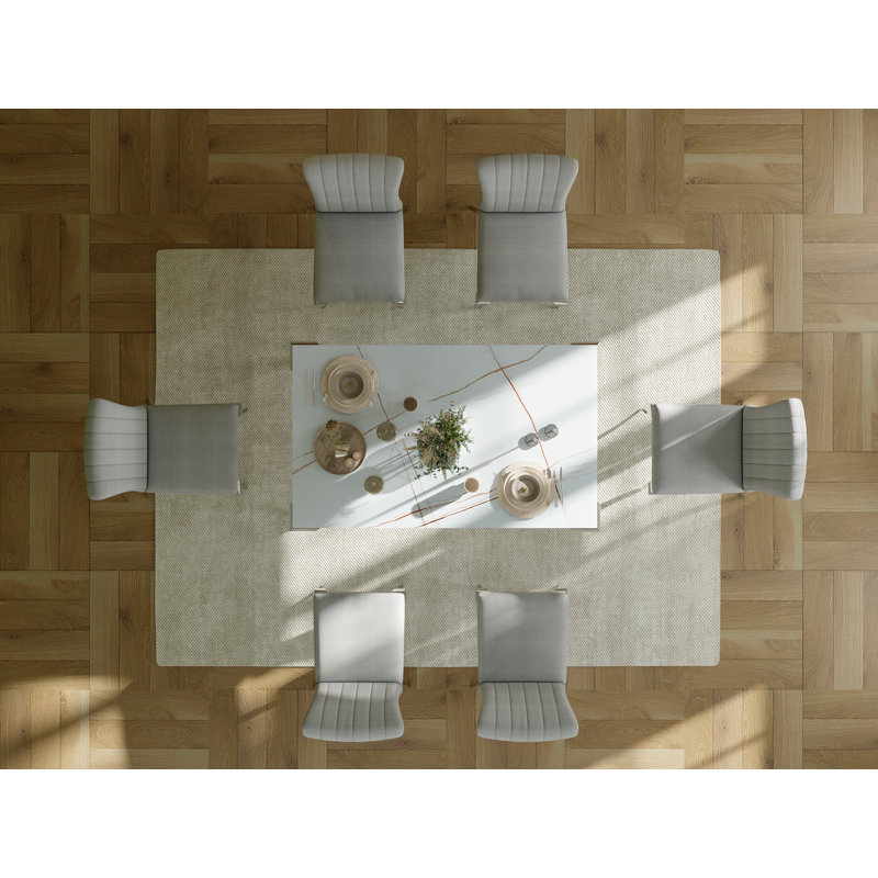Kenyara Glass Top Metal Base Dining Table, Silver